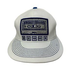 KBETHOS Hat Cap White Blue Cassette Tape Fitted Small Music Retro